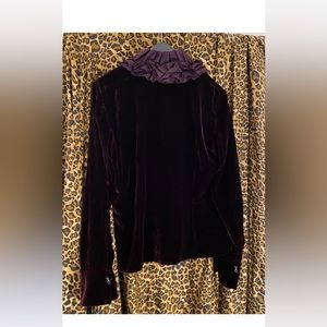 Ralph Lauren burgundy ruffled velvet blouse